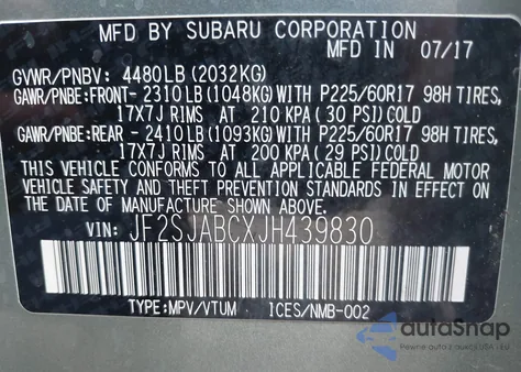 2018 Subaru Forester 2.5I z USA, uszkodzony, nr VIN JF2SJABCXJH439830